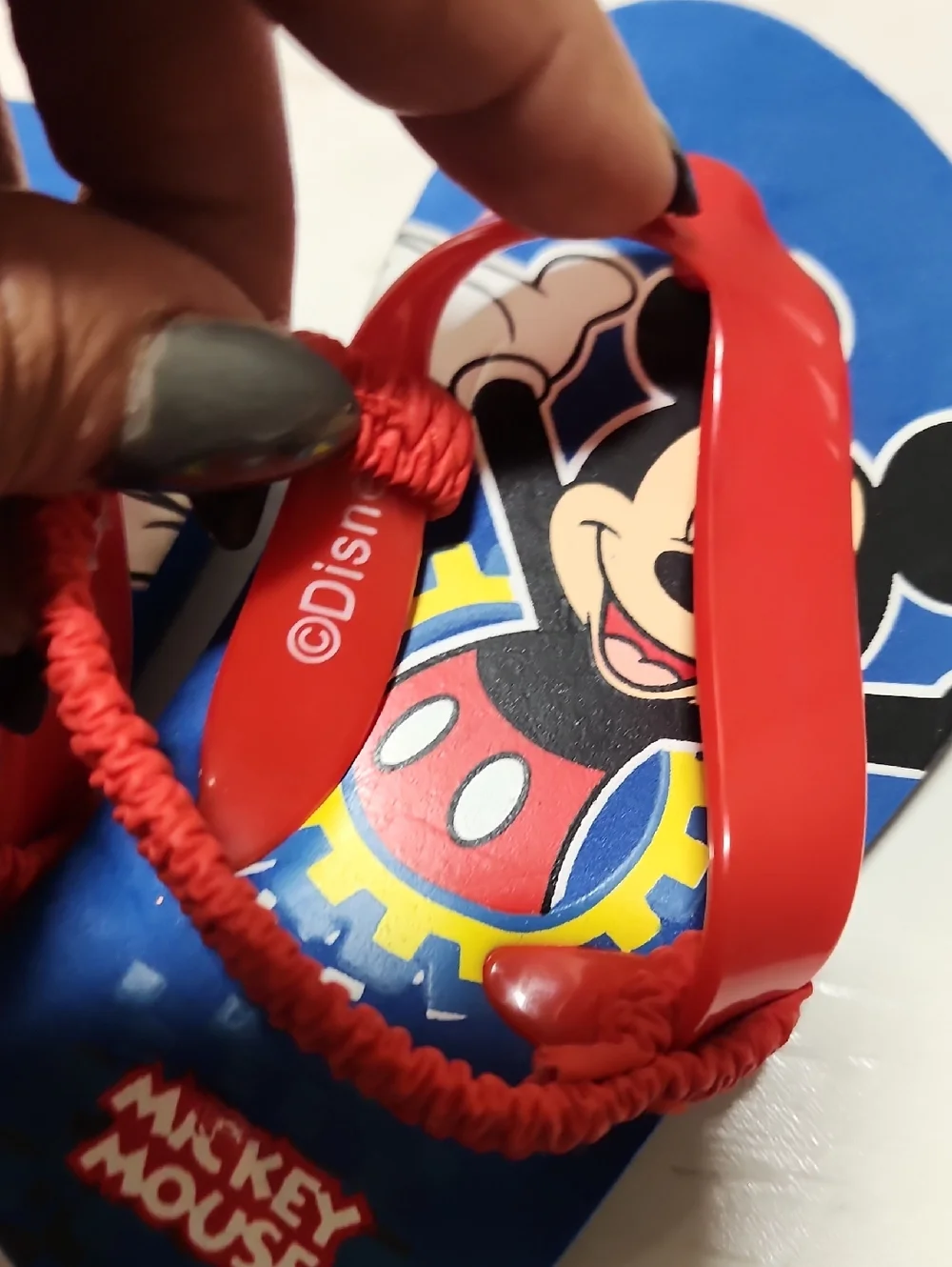 Disney Mickey Mouse Kids Blue & Red Flip Flops Sz 5/6
